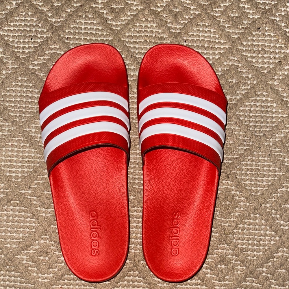 Adidas Red and White Slide Sandals - Men’s